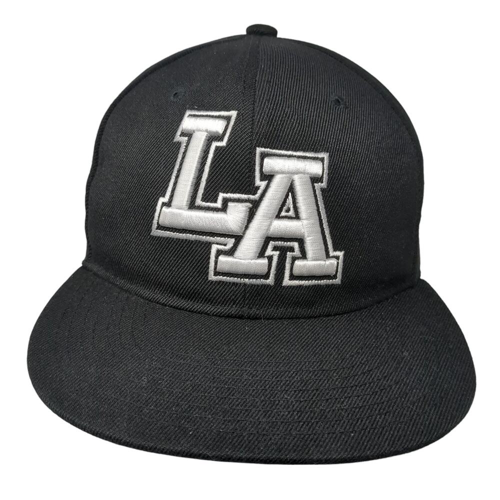 LA Los Angeles Snapback Hat Black One Size Solid Embroidered Headlines